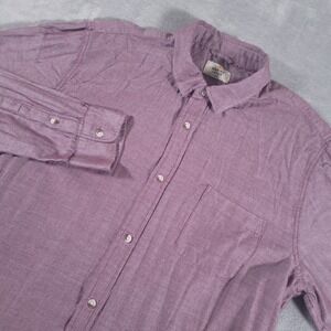 Marine Layer Shirt Mens Large Red‎ Button Up Long Sleeve 100% Cotton Soft Knit